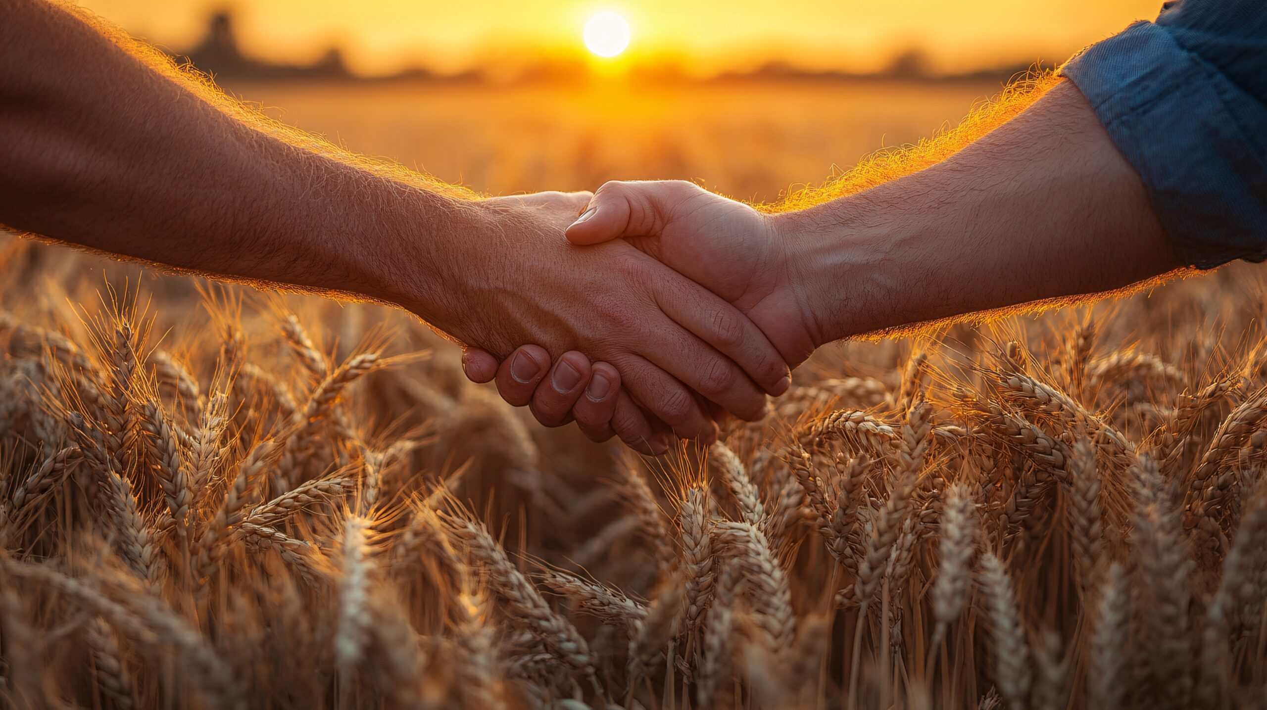 Wheat Handshake Farmers Working Together
